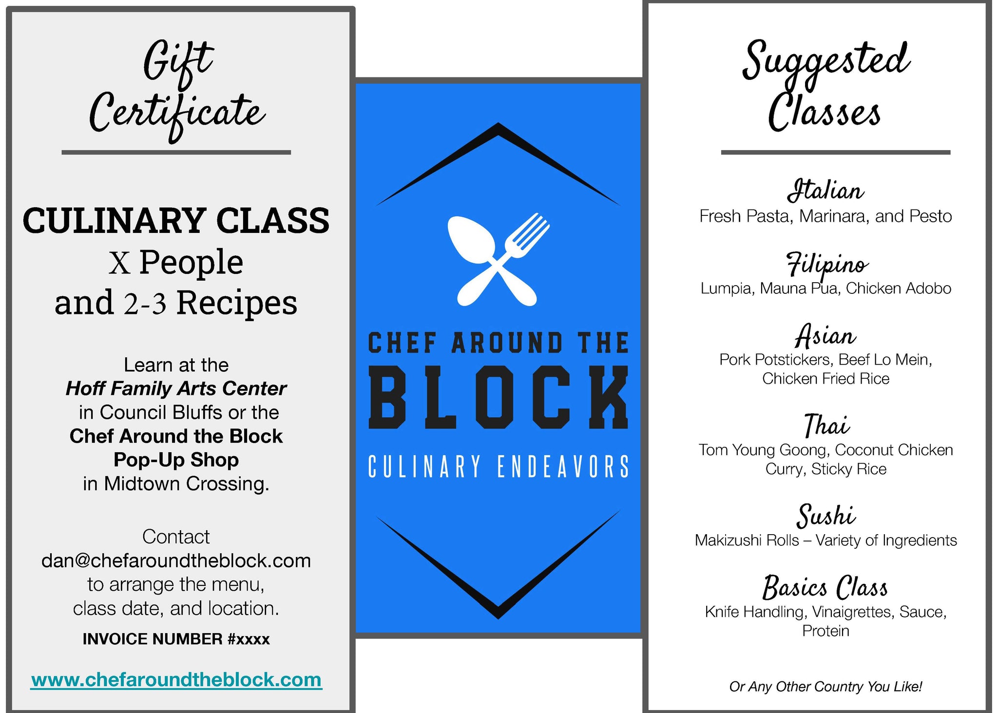 Gift a Chef Around the Block Cooking Class with Gift Certificate